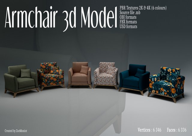 Armchair 04 3Dモデル .c4d .max .obj .3ds .fbx .stl .blend 