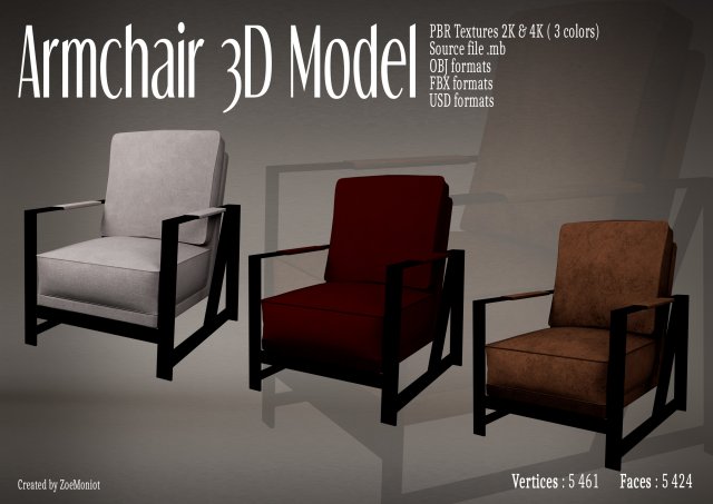 Armchair 05 3D-Modell .c4d .max .obj .3ds .fbx .stl .blend 