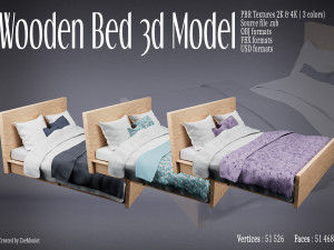 Wooden Bed 3Dモデル