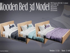 Letto in legno Modello 3D