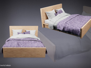 Wooden Bed 3D Model