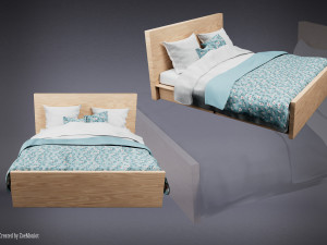 Wooden Bed 3D Model