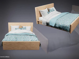 Wooden Bed 3D Model