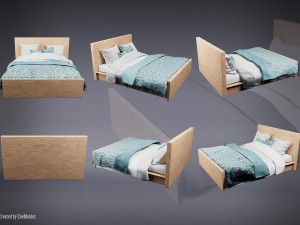 Wooden Bed 3D Model