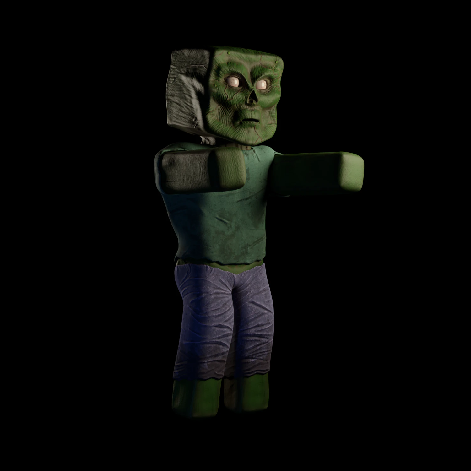 Zombie Minecraft 3D Model .c4d .max .obj .3ds .fbx .stl .blend 