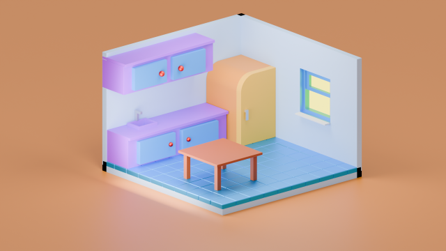 Isometric kitchen 3D Model .c4d .max .obj .3ds .fbx .stl .blend 
