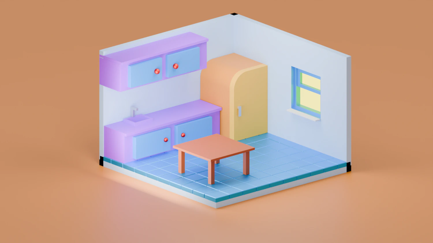 Isometric kitchen 3D Model .c4d .max .obj .3ds .fbx .stl .blend 