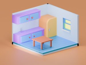 Isometric kitchen 3D Model
