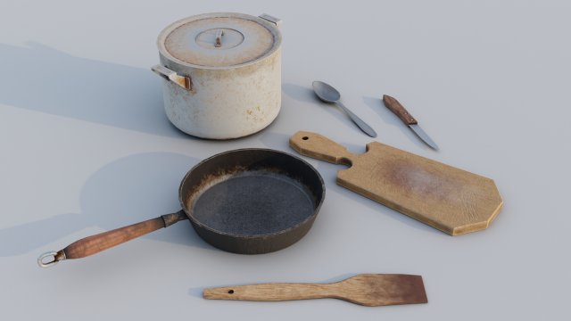 Set of old kitchen appliances Modèle 3D .c4d .max .obj .3ds .fbx .stl .blend 