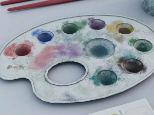 Palette for painting with gouache and watercolors 3D Model