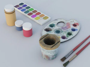 Palette for painting with gouache and watercolors 3D Model