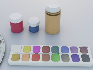 Palette for painting with gouache and watercolors 3D मॉडल