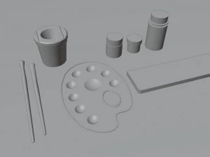 Palette for painting with gouache and watercolors 3D Model