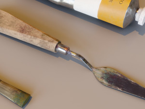 Art supplies with palette for painting with oil paints Modelo 3D