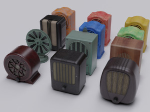Set of Old Broadcast Loudspeakers from USSR Old Soviet radio Modelo 3D