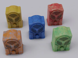 Set of Old Broadcast Loudspeakers from USSR Old Soviet radio 3D Model