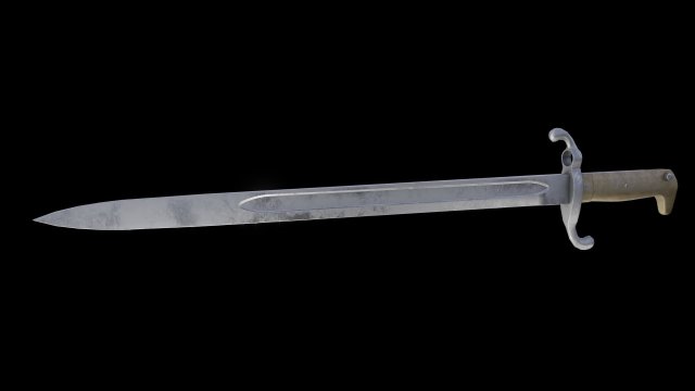 German bayonet Seitengewehr 1871 S71 Modelo 3D .c4d .max .obj .3ds .fbx .stl .blend 
