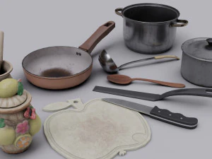 Conjunto de diferentes electrodomésticos de cocina. Modelo 3D