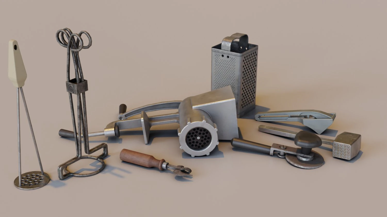 Old metallic kitchen appliances from soviet times 3D Model .c4d .max .obj .3ds .fbx .stl .blend 