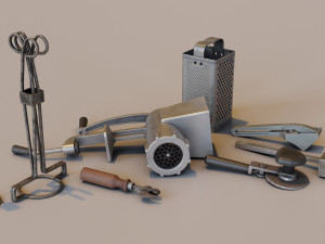 Old metallic kitchen appliances from soviet times 3D Model