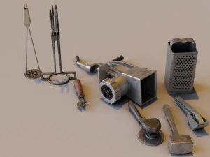 Old metallic kitchen appliances from soviet times 3D Model