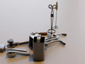 Old metallic kitchen appliances from soviet times 3D Model