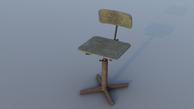 Old rusty broken rotating wooden chair Model 3D .c4d .max .obj .3ds .fbx .stl .blend 