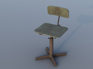 Old rusty broken rotating wooden chair Modelo 3D