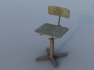 오래되고 녹슨 부러진 회전하는 나무 의자 3D 모델
