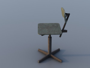 Old rusty broken rotating wooden chair Model 3D