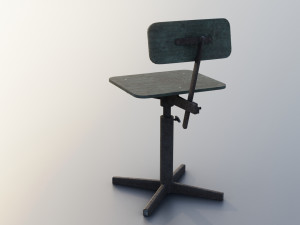 Old rusty broken rotating wooden chair Model 3D