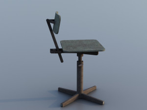Old rusty broken rotating wooden chair Model 3D