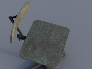 Old rusty broken rotating wooden chair Model 3D