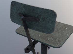 Old rusty broken rotating wooden chair Model 3D