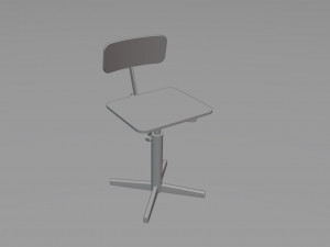 Old rusty broken rotating wooden chair Model 3D