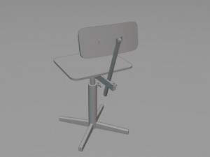 Old rusty broken rotating wooden chair Model 3D