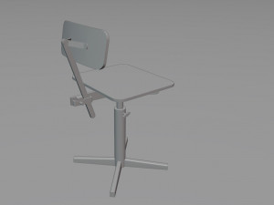 Old rusty broken rotating wooden chair Model 3D