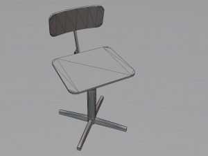 Old rusty broken rotating wooden chair Model 3D