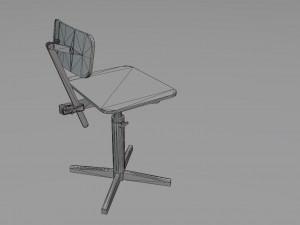 Old rusty broken rotating wooden chair Model 3D