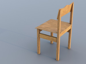 Old small wooden chair for kids from USSR with cat drawing on it 3D Модель