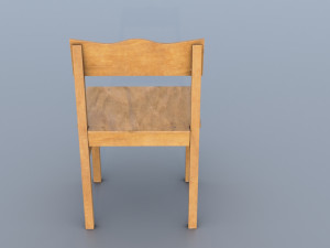 Old small wooden chair for kids from USSR with cat drawing on it 3D Модель