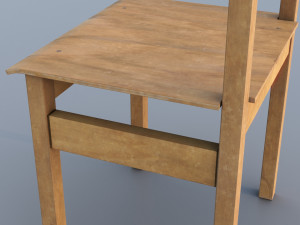 Old small wooden chair for kids from USSR with cat drawing on it 3D Модель