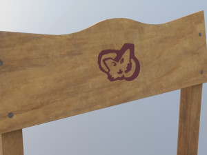 Old small wooden chair for kids from USSR with cat drawing on it 3D Модель