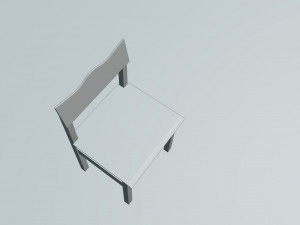 Old small wooden chair for kids from USSR with cat drawing on it 3D Модель