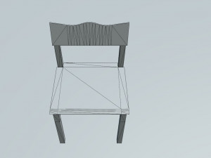 Old small wooden chair for kids from USSR with cat drawing on it 3D Модель