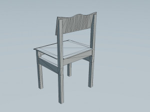 Old small wooden chair for kids from USSR with cat drawing on it 3D Модель