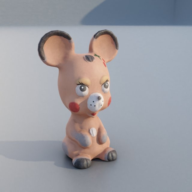 Old rubber toy mouse from USSR Model 3D .c4d .max .obj .3ds .fbx .stl .blend 