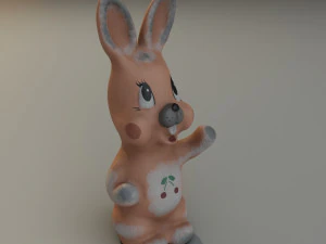 Old rubber toy rabbit from USSR 3D Model