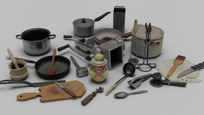 Big set of old kitchen appliances of 25 models Model 3D .c4d .max .obj .3ds .fbx .stl .blend 