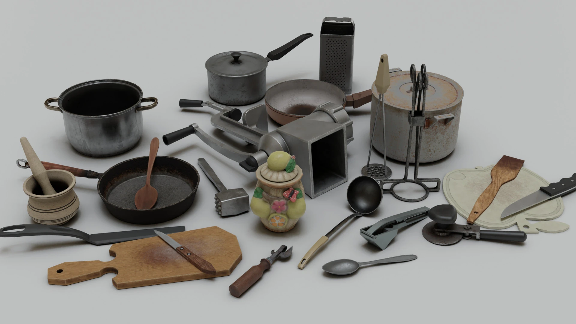 Большой набор старой кухонной техники из 25 моделей. 3D Модель .c4d .max .obj .3ds .fbx .stl .blend 